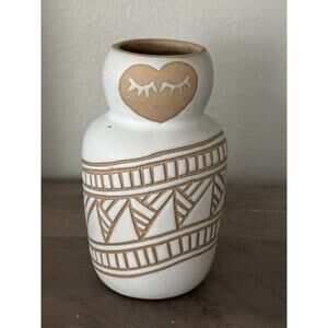 Anthropologie Art Pottery Ceramic Vase Planter Abstract Boho Gopi Shah 5.25"